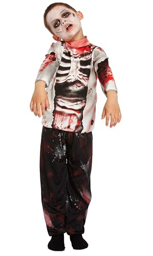 HENBRANDT Children’s Zombie Fancy Dress Costume Walking Undead Bloody Skeleton Living Dead Scary Monster Size Small Ages 4-6 Halloween Fancy Dress for Boys