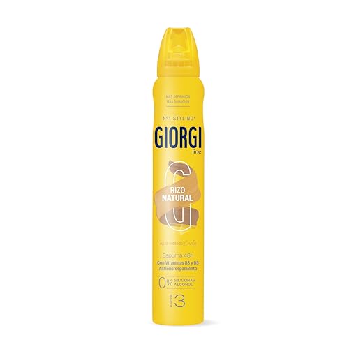 Giorgi Line NatĂĽrlicher Lockenschaum fĂĽr weiche, natĂĽrliche und bewegliche Locken, geeignet fĂĽr die Curly-Methode, Anti-Frizz und maximale Feuchtigkeitsversorgung, 0% Alkohol, 0% Silikon, Fixierung