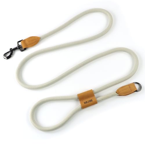 Wolfone Adjustable Handle Hands Free Dog Leash，Strong Rope Dog Leash，Comfortable Lightweight Crossbody Leash for Large Medium Dogs 6ft Vanilla