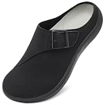 Scurtain Sliders Women Wide-Fit Adjustable Clogs Diabetic-Friendly Slip-On Mules Slippers for Swollen Edematous Feet Comfortable Outdoor Slippers for Women Black Size 8.5 Wide