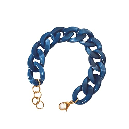 Bracelet tendance, Chaîne à gros maillons en acrylique, bracelet bleu