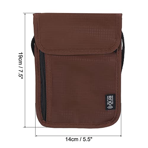 Image of PATIKIL Neck Wallet, Passport Holder Neck Pouch RFID Blocking Waterproof Neck Travel Wallet for Women & Men, Brown