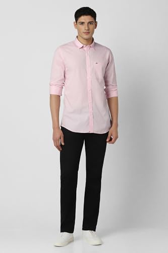 Image of Peter England Men's Solid Slim Fit Full Sleeve Casual Shirt| 100% Cotton