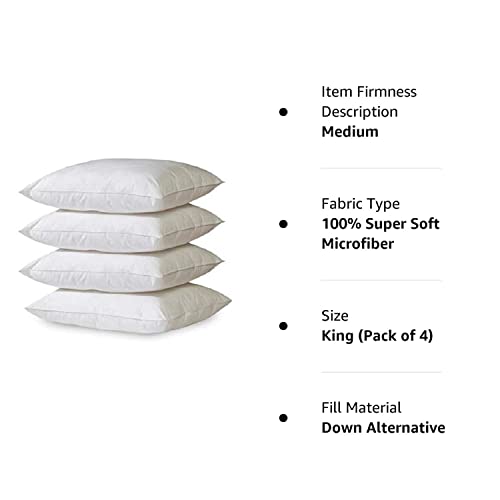Home Sweet Home Dreams Inc 4-Pack Hypoallergenic Down-Alternative, Bed Pillow (King) #TOP4