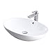 Novatto NSFC-V07W368BN Ceramic Above Counter Oval Bathroom Sink with Brushed Nickel Faucet, Drain and Sealer Sink, 24.75