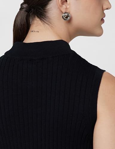Image of BlissClub Move All Day Sleeveless Top, 100% Cotton,Turtleneck Collar,High Side Slits,Versatile