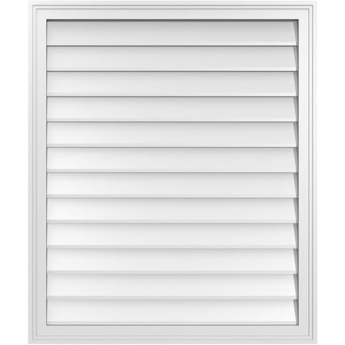 32"W x 38"H Rectangle Surface Mount PVC Gable Vent: Non-Functional, w/ 1-1/2" x 2" Brickmould Frame