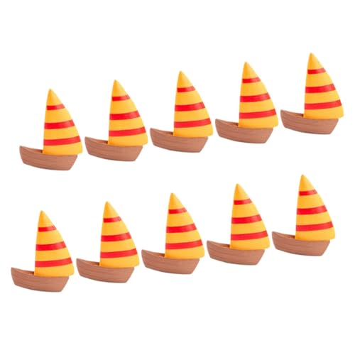 FELTECHELECTR 10pcs Miniature Sailing Decorative Ornaments Miniature Sailboat PVC Material Realistic Nautical Decor