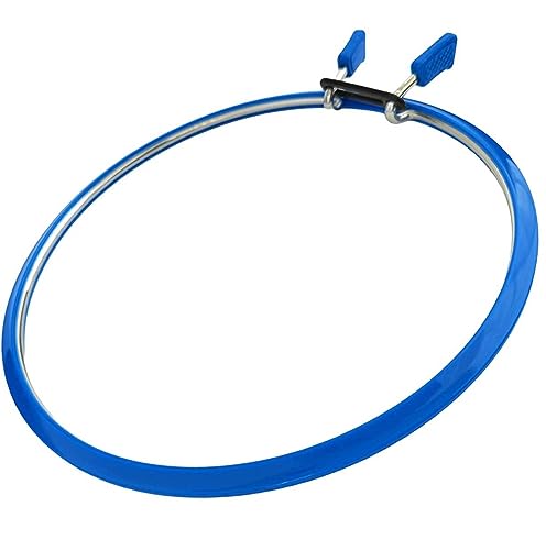 Image of Nurge Metal Embroidery Hoops - Premium Spring Tension Embroidery Hoop for Cross Stitch - Durable Ring with Quick Release Safety Clip - Ideal for Crafters,Beginners & Professionals - Blue - Medium