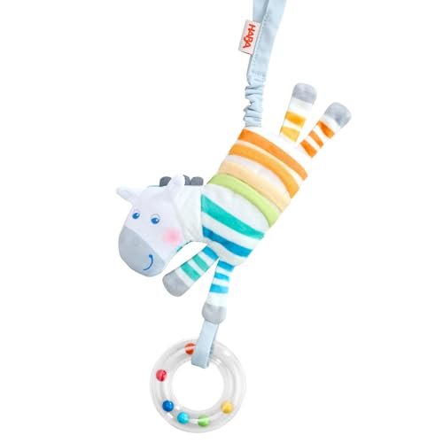 HABA Hängefigur Zebra – Spielzeug mit Rasselring für Babys ab 0 Monaten – Für Kinderwagen & Bettchen – 2012337001