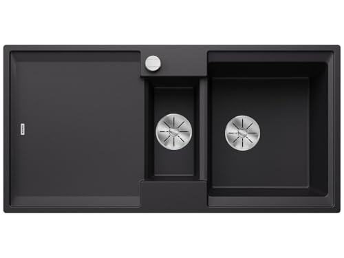 BLANCO ADIRA 6 S | Granitspüle aus SILGRANIT schwarz | Einbauart: Einbau von Oben | reversibel | für 60 cm breite Unterschränke | Großes Becken | Reinigungsfreundliche Öberfläche | [100x50x21,2 cm]