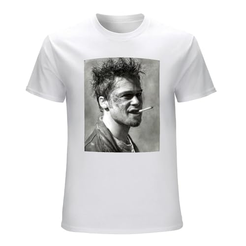 Camiseta unisex con estampado gráfico de Brad Pitt para hombre, color blanco, blanco, L