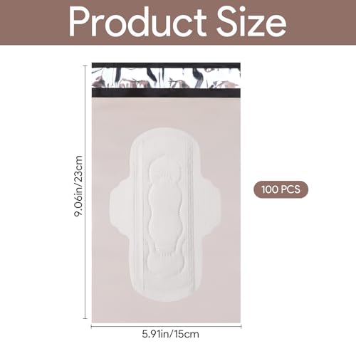 Image of 100 Pcs Sanitary Napkin Disposal Bags, Feminine Hygiene Period Bags for Tampons & Pads, Period Disposal for Teen Girls, Odor Blocker, Leak-Proof Sanitary Storage for Menstrual Products, Beige