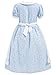 Pioneer Dresses for Girls Colonial Prairie Dress Girls Short Sleeves 1800s Pilgrim Costume with Apron and Bonnet Blue 6-7Y