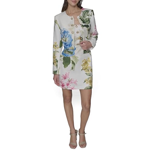 KARL LAGERFELD Women's Tailored Button Front Cropped Jacket2