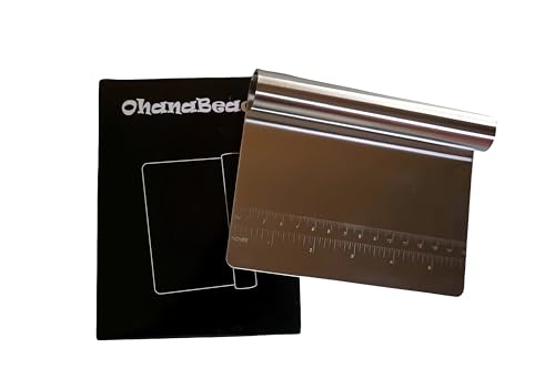 OhanaBeach® Multifunctionele roestvrijstalen keukenschraper, deegspatel, bankschraper, deegkaart, keukenschraper, deegsnijder, keukenspatel, keukenspatel, spatel keuken, deegkaart roestvrij staal,