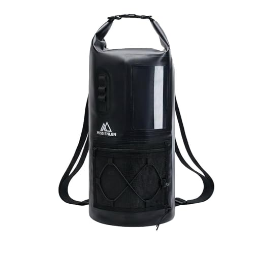 Image of Waterproof Dry Bag 500D PVC Roll Top Dry Sack with 3 Carrying Ways, Lightweight Waterproof Bag for Kayaking, Swimming, Boating, Paddle Boarding, Hiking, Beach (Black, 25L)