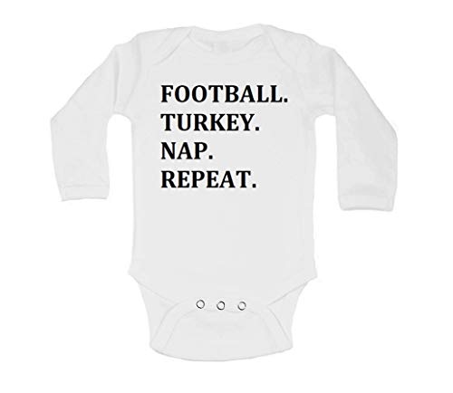 DKISEE Unisex Baby Bodysuit Football Turkey Nap Repeat Long Sleeve Gift White Funny Infant Romper Short Sleeve Baby Onesie 3 Months