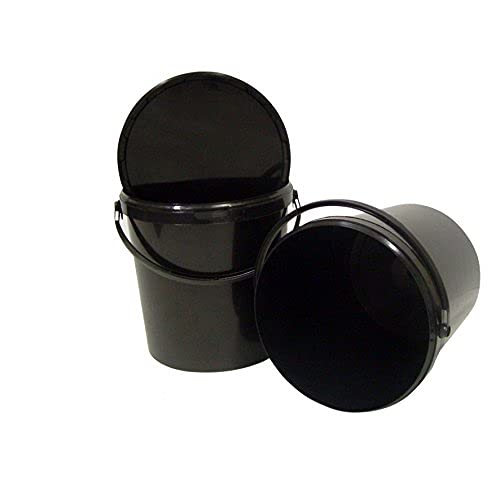 Other Black Bucket With Lid 5L 10L 20L 25L 33L Gardening DIY Storage UK (10L)