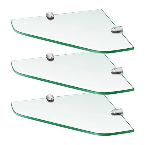 S'AFIELINA Glasregal Duschablage 6mm Glas Eckregal Hartglas Glasablage Dusche Glas Ablage Cover