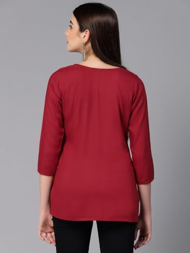 Image of QAZMI Short Kurti for Women| Rayon Cotton Embroiderd Kurta | Women's Tunic Tops