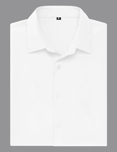 URRU Men's Muscle Dress Shirts Slim Fit Stretch Short Sleeve Casual Button Down Shirts for Men