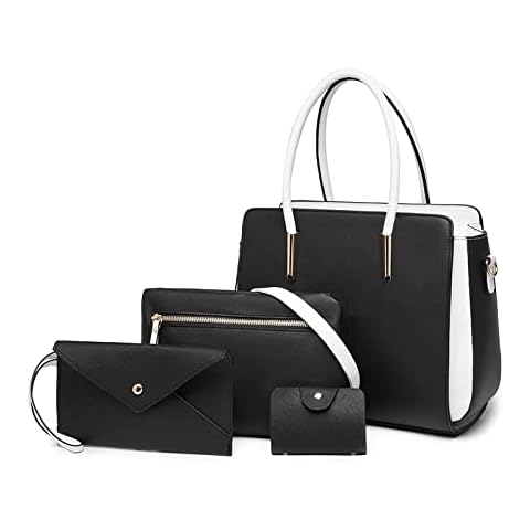 YeumouG Handtasche Damen Groß Schultertasche Handtaschen Set Für Frauen Umhängetasche Geldbörse Kartenhalter Taschen Shopper 4-teiliges Set (Schwarz) Cover