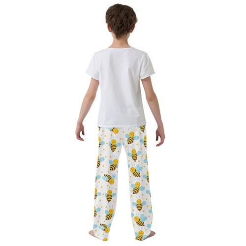 ZZXXB Lovely Bee Boys Long Pants Soft Trousers Elastic Waist Kids Lounge Bottoms with Pockets S-XL3