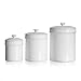 American Atelier Bianca Dash Canister Set 3-Piece Ceramic Jars in 30oz, 70oz and 122oz Chic Design with Lids for Cookies, Candy, Coffee, Flour, Sugar, Rice, Pasta, Cereal & More White