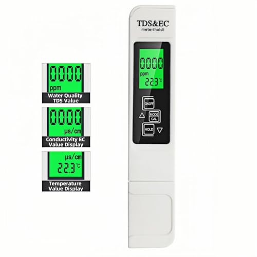 4 in 1 TDS Meter Digital Water Tester for Drinking Water, All New 2025 Portable Water Quality Tester with EC Temp Color Display, PPM Meter Water Tester for Aquarium Hydroponics Tap Water (White)