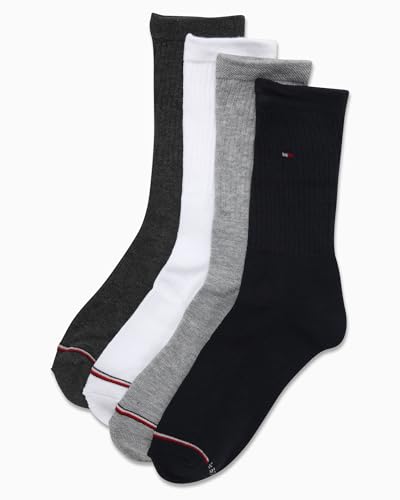 Image of Tommy Hilfiger Womens Crew Socks - 4 Pack Cushioned Crew Socks with Arch Support, Soft Athletic Socks for Women