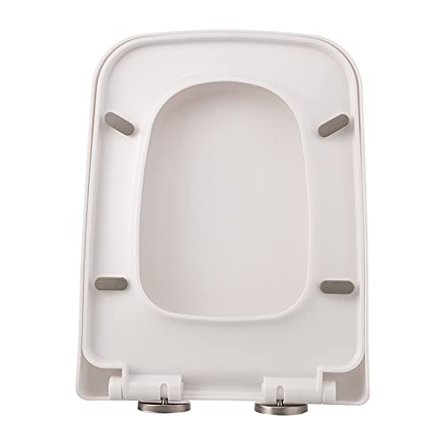 Asiento de inodoro YUYTE, asiento redondeado con esquina redonda, robusto de PP para inodoros estándar, fácil instalación, cierre suave, blanco miniatura 1