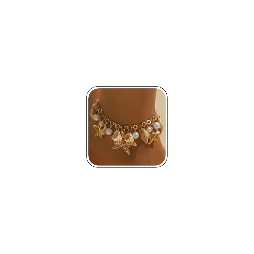 Image of YANCHUN Shell Anklets for Women Waterproof Sea Shell Starfish Ankle Bracelets Summer Beach Dresses Outfits Accessories for Women