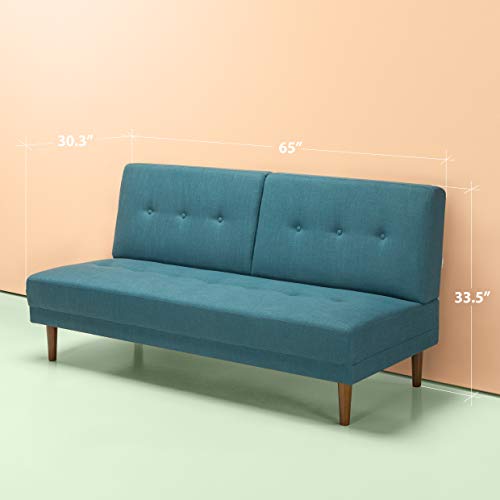 Zinus Juan Mid-Century 65 Inch Armless Sofa / Living Room Couch, Turquoise #TOP1