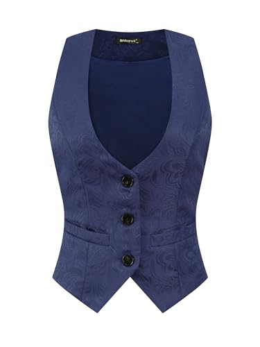 Chaleco de mujer sin mangas con tejido Jacquard azul oscuro