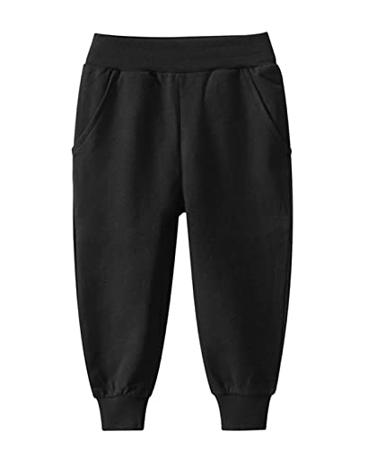 Image of HILEELANG Toddler Boy Sweatpants Kids Sport Jogger Cotton Casual Active Playwear Sweats Pants 2-Pack