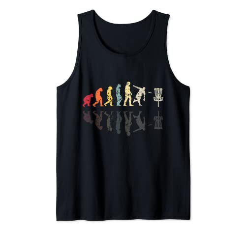 Evolution of man Frisbee Golfer Retro Vintage Disc Golf Tank Top