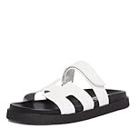 Steve Madden Women's Mayven Slide Sandal, White/Black, 6.5 UK