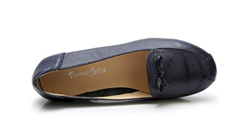 Venuscelia Women's Bowknot Dance Flat Shoe (8 W Us,Navy) #TOP4