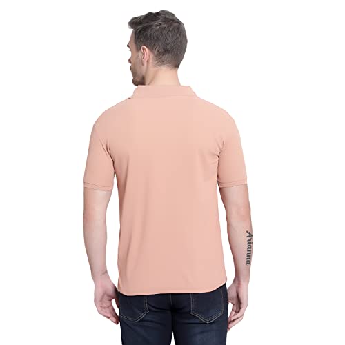 Image of Men's Poly Cotton-Matty Tshirt with Regular Fit Solid Pattern Half Sleeve Standard Length and Button Down Closure|Men's T-Shirts