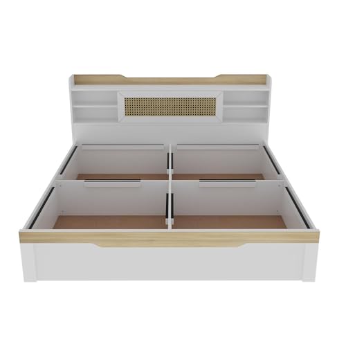 Image of Wakefit Bed | 3 Yr Warranty | King Size Bed, Comes with Storage Box, Noise-Free, Density: 680-750 kg /m, Termite & Borer Resistant, Fits Mattresses Up to 8 inches (Halos 78 x 72 - Frosty White)