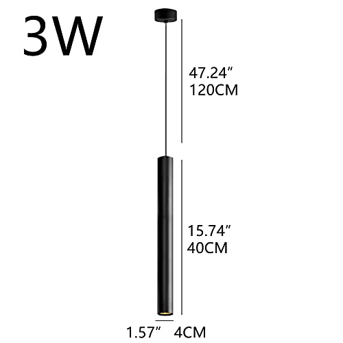 Lámpara colgante de tubo largo RAGGZZ foco LED cilíndrico negro para techo de comedor 2