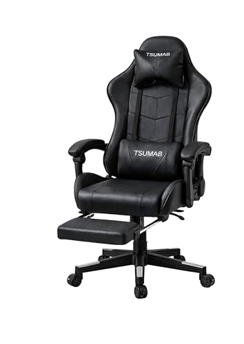 Image of Ergonomic Gaming Chair with Adjustable Recline, Footrest & Lumbar Support - High-Back PU Leather Office & Gaming Chair for Home, Work & Gaming