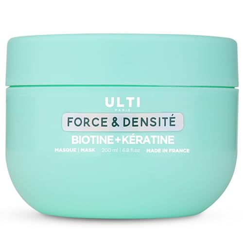 ULTI Paris Mascarilla Keratina + Biotina, Argán, Ácido Hialurónico y Biotina. Tratamiento de mascarilla para cabello seco y dañado, 200 ml