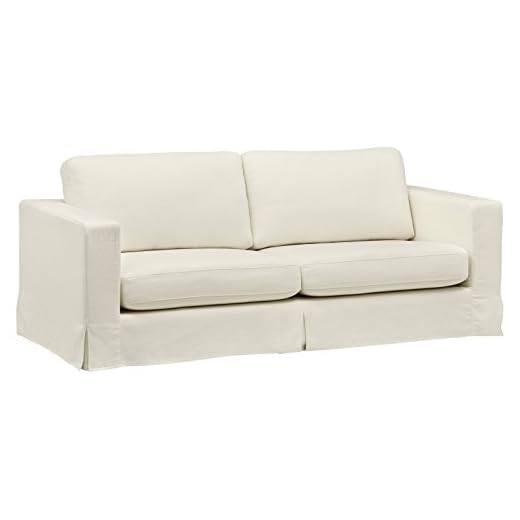 Amazon Brand – Stone & Beam Bryant Modern Sofa Couch with Slipcover, 85.1"W, Optic White