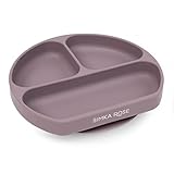 Picture of Simka Rose Baby Suction Plates - Silicone Divided Design, Toddler Plates - BPA Free, Microwave & Dishwasher Safe - Baby Led Weaning Supplies (Pack of 1)