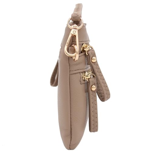 Image of FashionPuzzle Multi Zipper Pocket Small Wristlet Crossbody Bag