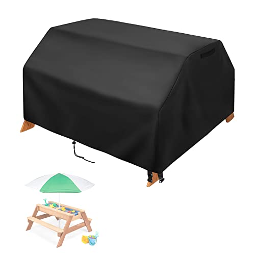 Kasla Kids Picnic Table Cover, Heavy Duty Waterproof, Fits 3-in-1 Wooden Sand & Water Table, Sensory Table for Backyard, Patio, Lawn (39"W×39"D×19"H)