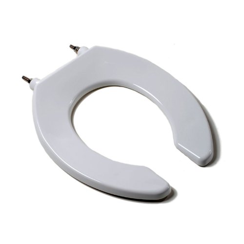 Comfort Seats C1B3R6OFLC00 Commercial Quality Toilet Seat with an Open Front and Stainless Steel Hinge Post, Round, White