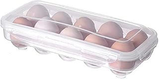 Egg Storage Box Refrigerator Egg Container, Plastic Stackable Egg Holder for 10-18 Eggs, Egg Fresh Box Fridge Egg Trays with Plastic Lid for Egg Storage, Protect and Keep Fresh, Save Space (10 Grids)